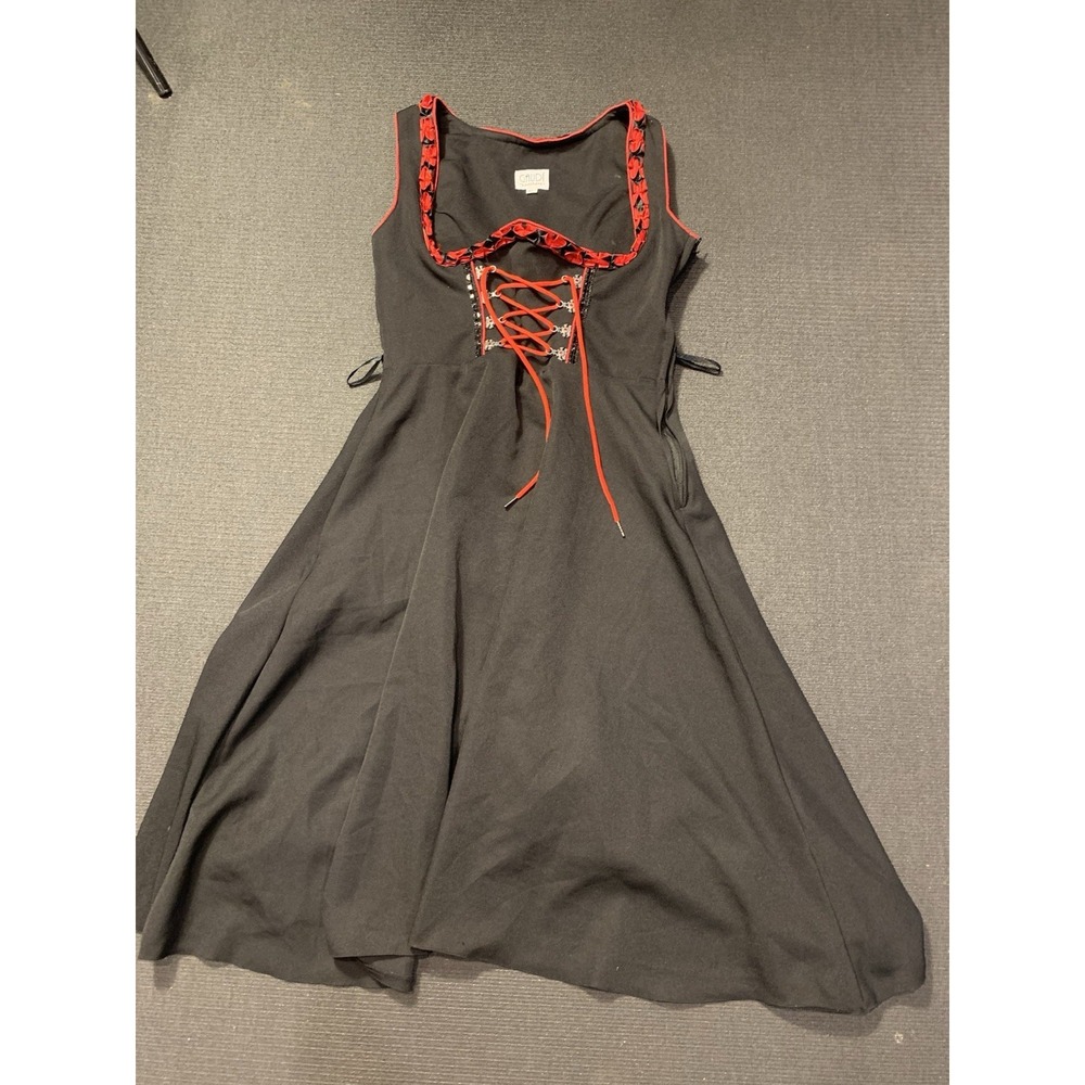 Gaudi Leathers Black Red Lace Up Sleeveless Dress Size Large 40